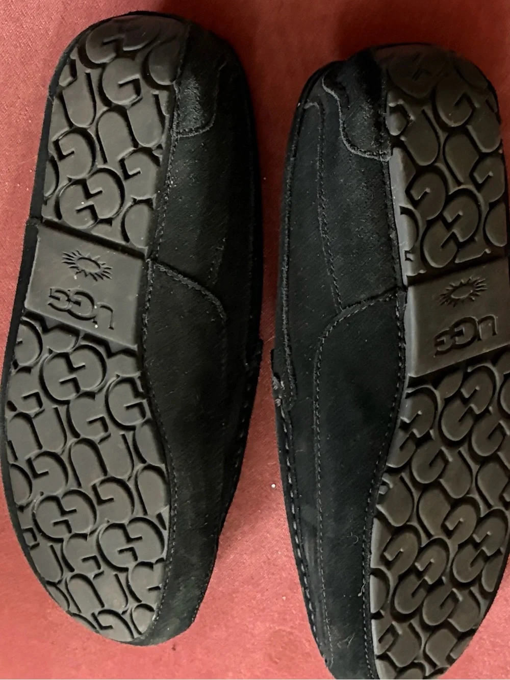UGG Men’s Black Suede Shearling-Lined Slip-Ons